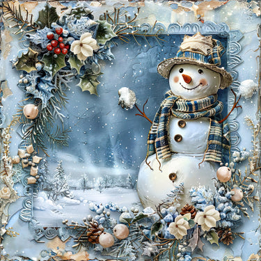 Blue Snowman Sign, DCO-102097, Sign For Wreath, 10x10in Metal Sign